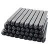 A set of 36 carbon steel stamping pins for marking leather, metal, and wood.