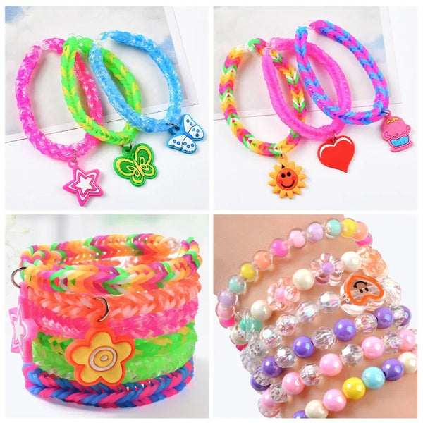 Assortiment de bracelets en élastiques phosphorescents et kit de fabrication coloré pour enfants