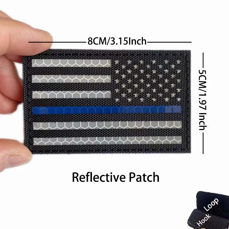 Reflective American Flag Tactical Patch with Glow-in-the-Dark Detail