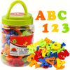 A set of 78 magnetic letters and numbers in various colors, including alphabet and digits.