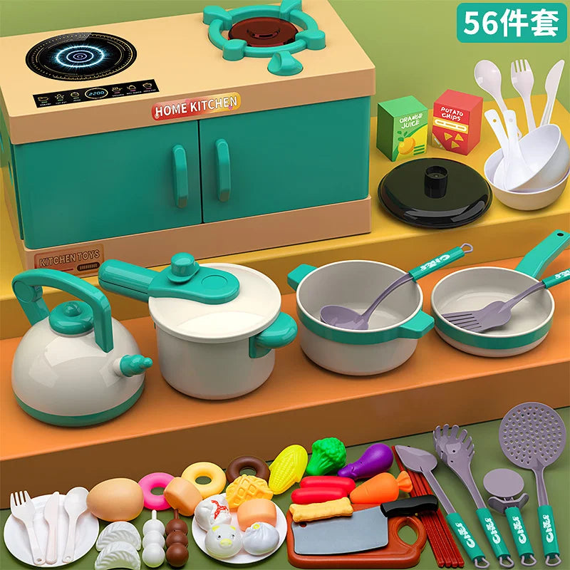Kids Pretend Play Kitchen Set with Pots and Accessories