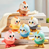 A collection of cute, colorful wind-up cartoon chick toys in various shades and poses.