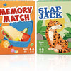 A box of Memory Match and Slapjack card games featuring animals and nature themes for kids.