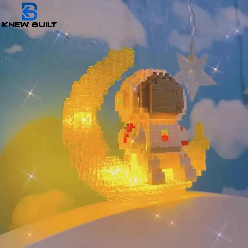 Luminous Astronaut Moon Building Blocks Set with LED Light Technology