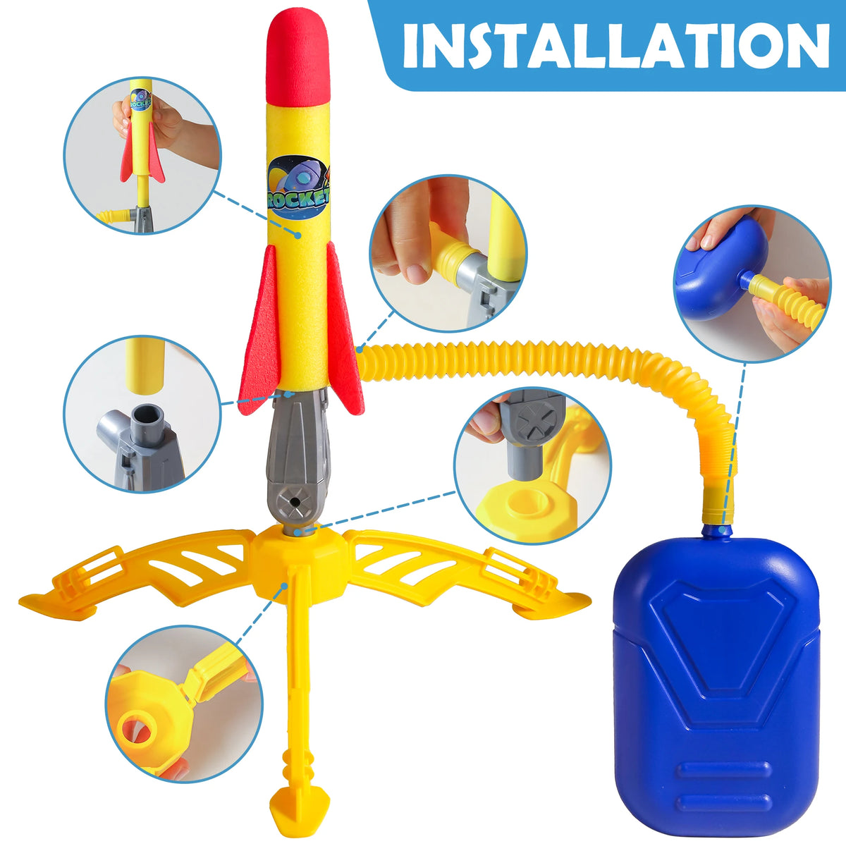 Stomp Rocket Launcher Outdoor Toy with 2 Rockets – Kids Active Play Game