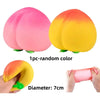 Two pink and yellow fruit squishy stress relief fidget toys shown with a hand for scale, 1 piece random color, diameter 7cm