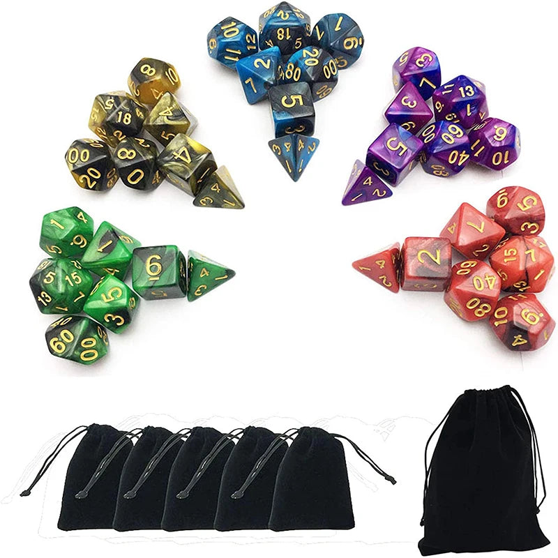 Multicolor Polyhedral Dice Set for RPG and Board Games