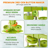 A premium 3rd gen button maker tool with a green mold and ergonomic handle for badge making