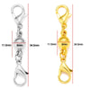 A set of five magnetic lobster claw clasps for jewelry making shown in silver and gold finishes.