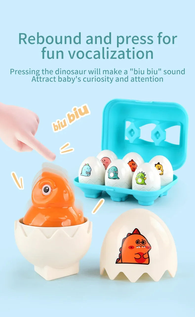A set of silicone dinosaur toys and a blue container for fun vocalization