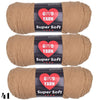 Three skeins of Super Soft GVD Yarn in a natural beige color for crochet and knitting