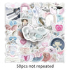 A collection of 50 unique decorative wing stickers in various pastel colors and designs for mobile phones