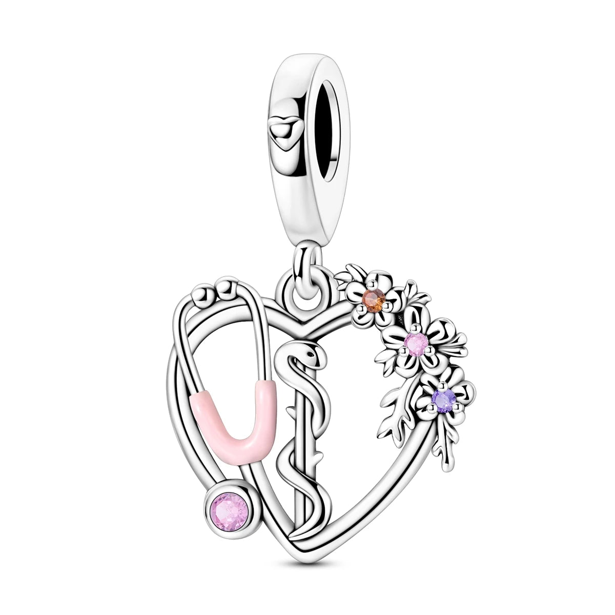 925 Sterling Silver Heart Charm Beads for Bracelets and Necklaces