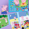 A children's magnetic dress-up book featuring Peppa Pig characters and accessories for play.