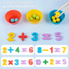 Montessori wooden clip beads toys showing basic arithmetic operations like addition, subtraction, multiplication, and equalit