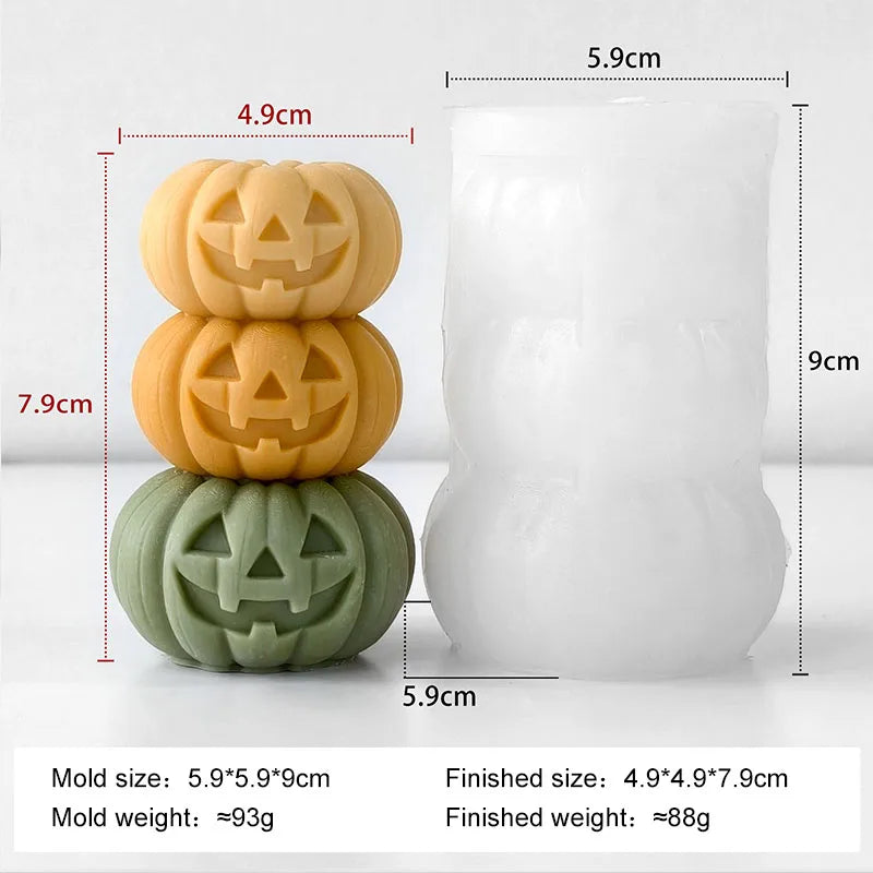 Halloween Ghost & Pumpkin Silicone Mold – 3D Stackable Design for Candle, Soap & Resin Crafts