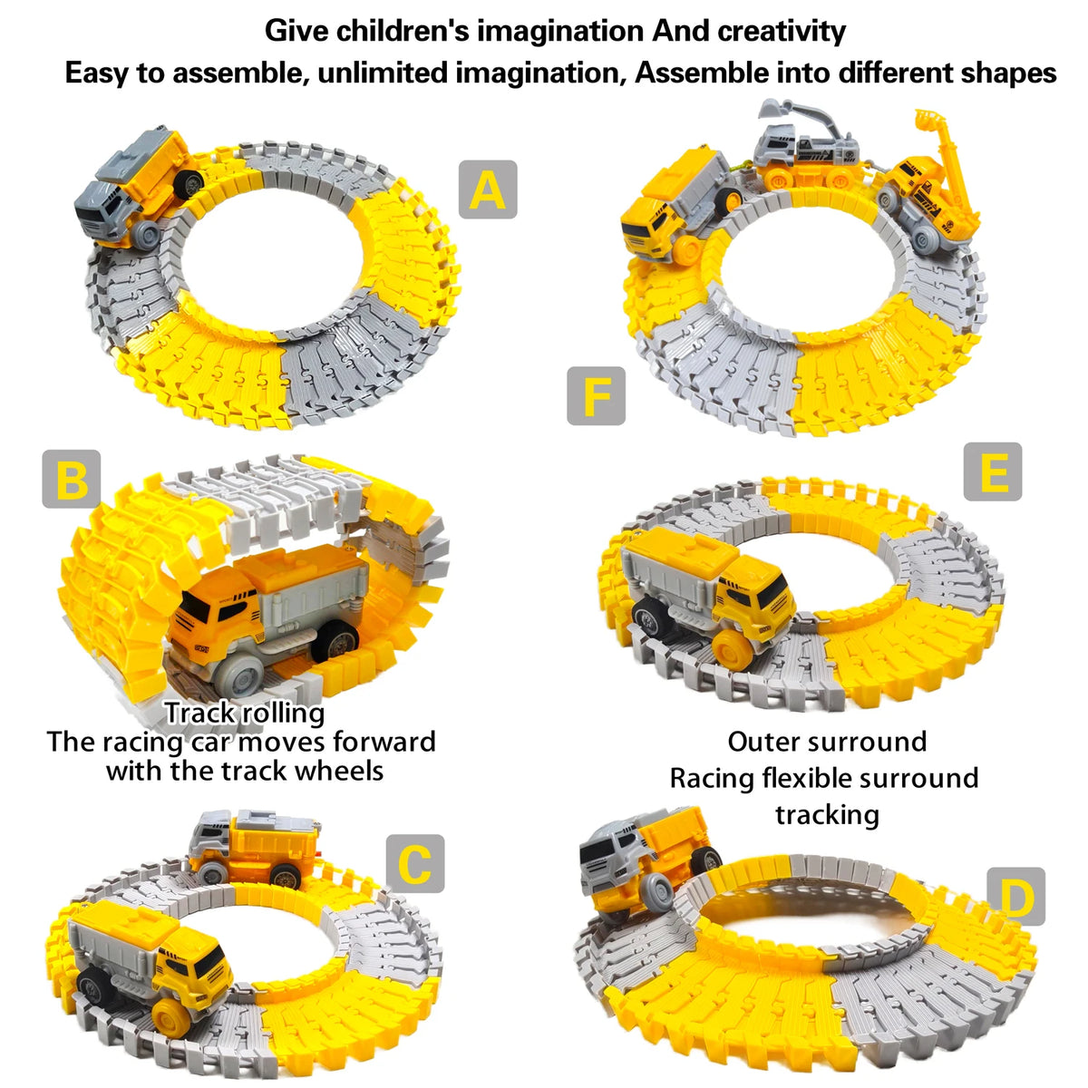 Electric Track Car Toy Set for Kids with Engineering Vehicles