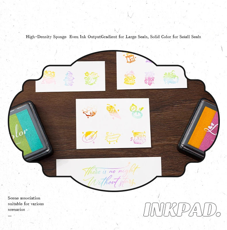 A set of six large rectangular ink pads featuring rainbow gradients for stamping and crafts.