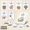 A set of 30 illustrated Bible prayer cards for kids featuring verses and imagery.