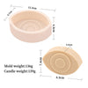 A light pink silicone mold for candles or art, showing its dimensions and weight.