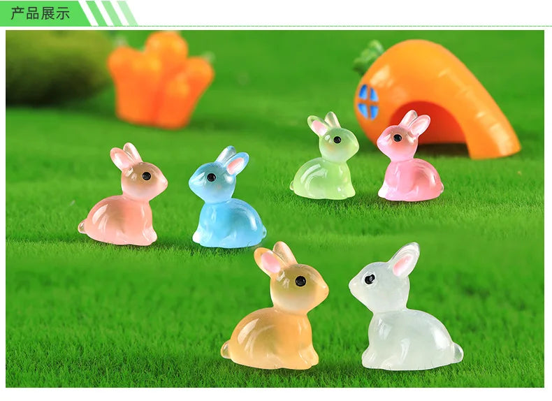 Glow-in-the-Dark Bunny Resin Figurines for Easter & Home Decor