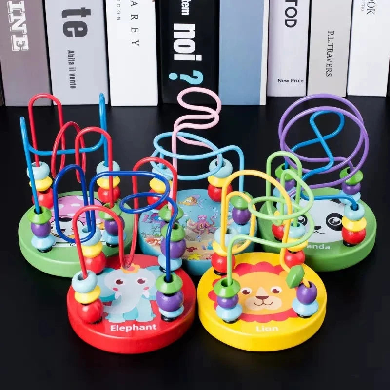 Wooden Bead Maze Roller Coaster Toy for Toddlers