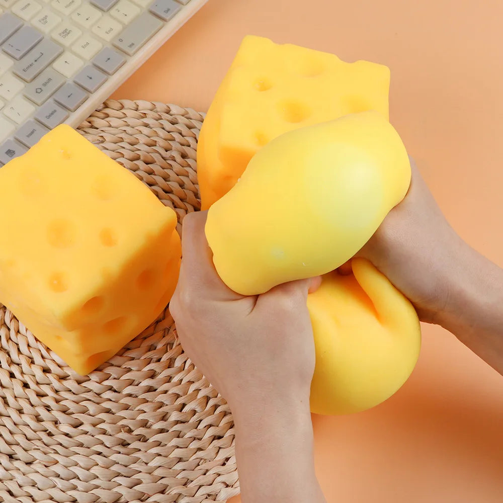 Jumbo Cheese Squeeze Fidget Toy – Slow Rebound Stress Relief