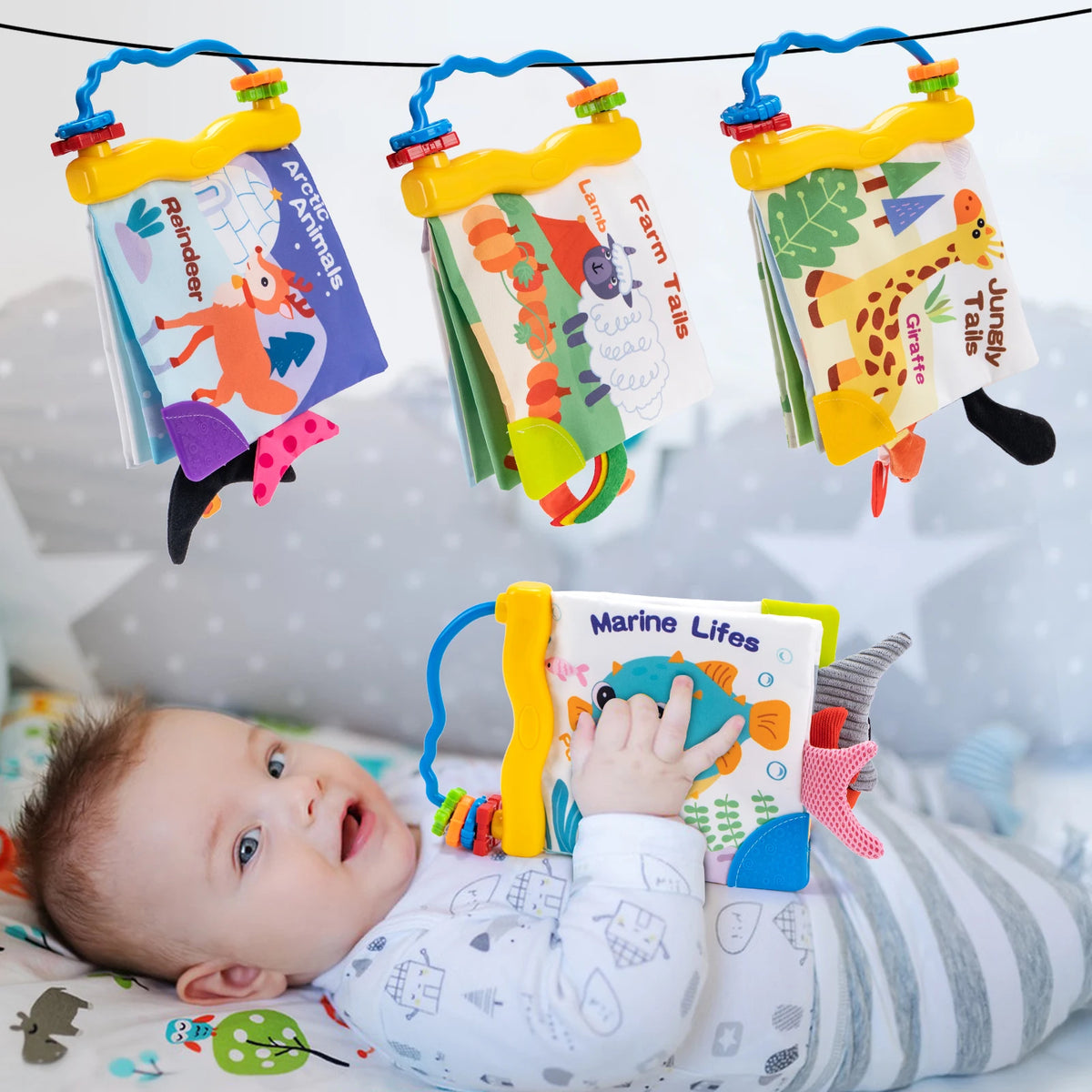 Soft Baby Cloth Book with 3D Animal Tails