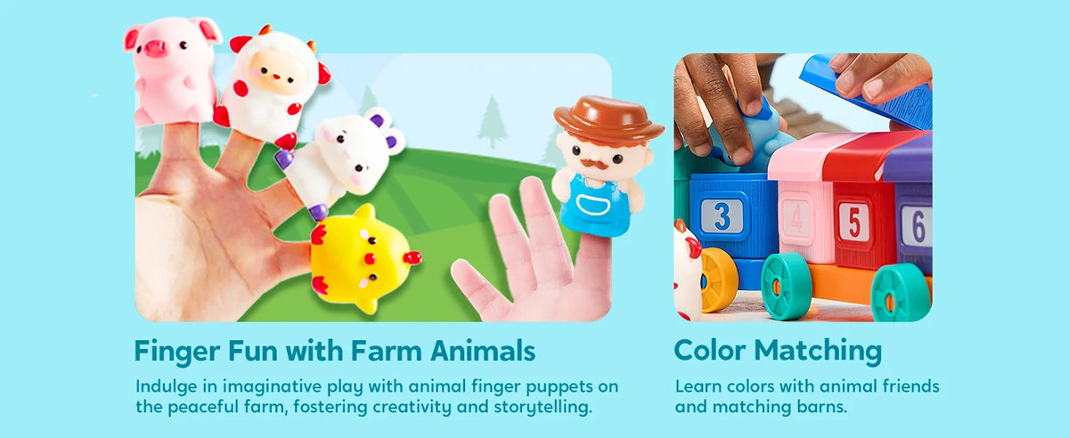 Counting & Sorting Farm Train with 9 Animal Figures