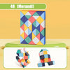 A colorful Morandi puzzle cube with geometric facets is shown next to a smaller assembled version.