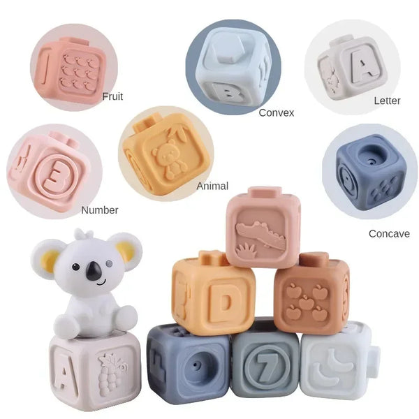 Soft Silicone Building Blocks for Babies - Stacking & Teething Toy