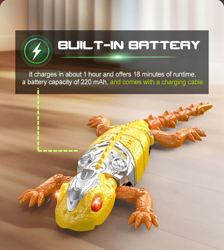 Remote Control Wall-Climbing Gecko Toy with LED Lights