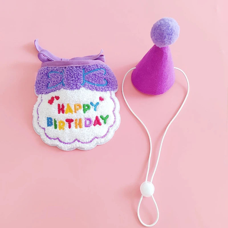 Pet Birthday Hat and Bib Celebration Set