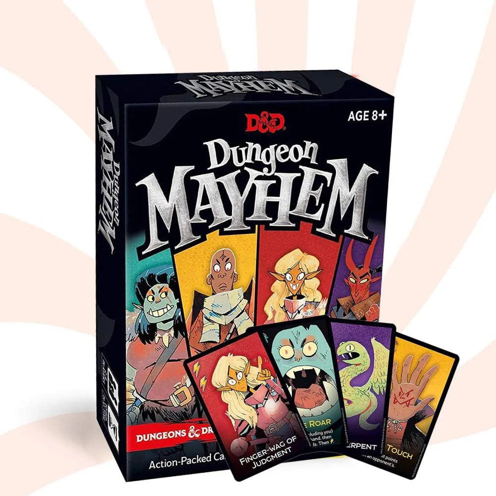 Box of Dungeons & Dragons Dungeon Mayhem Monster Madness card game featuring various monster characters
