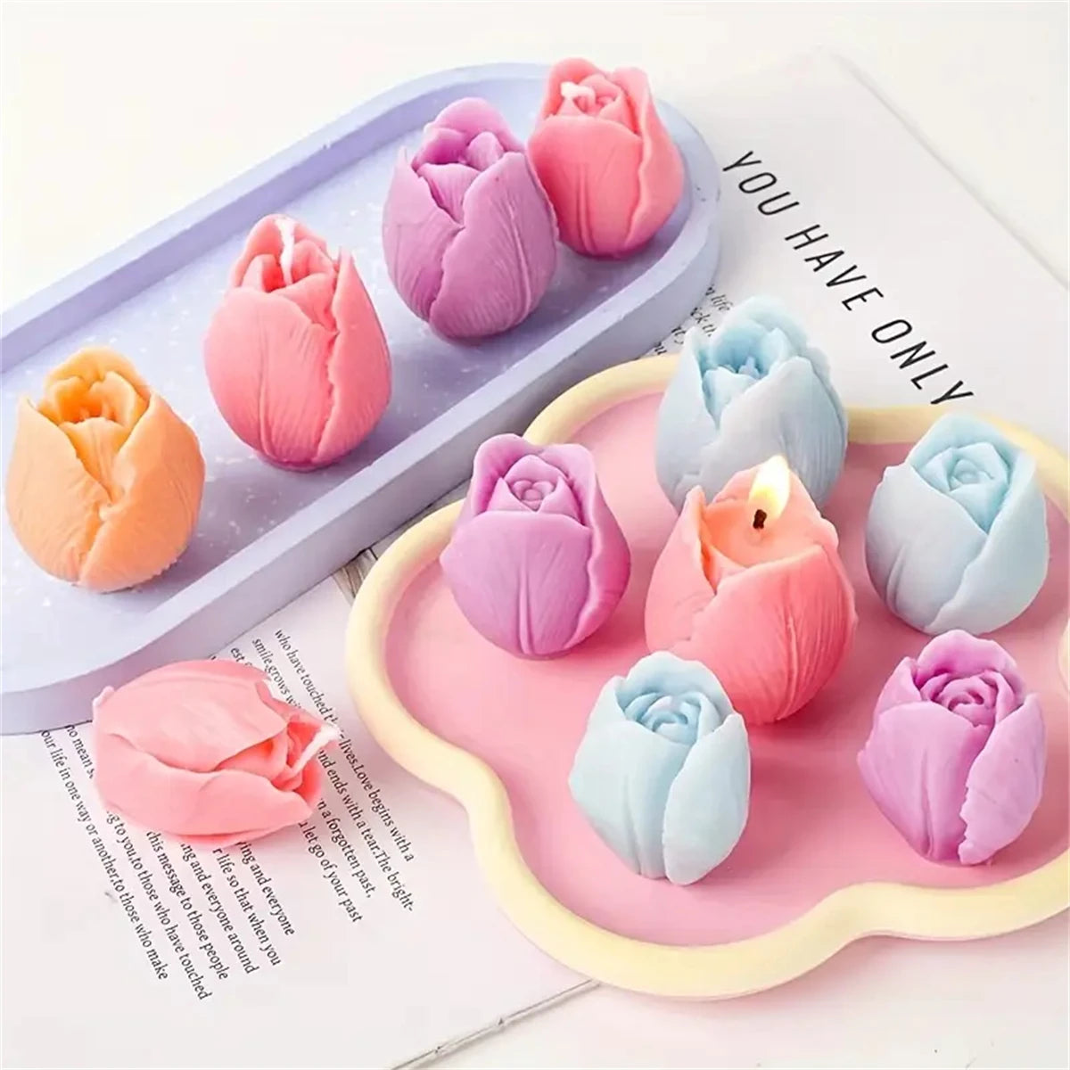 3D Tulip Flower Silicone Mold for Candle and Soap Making