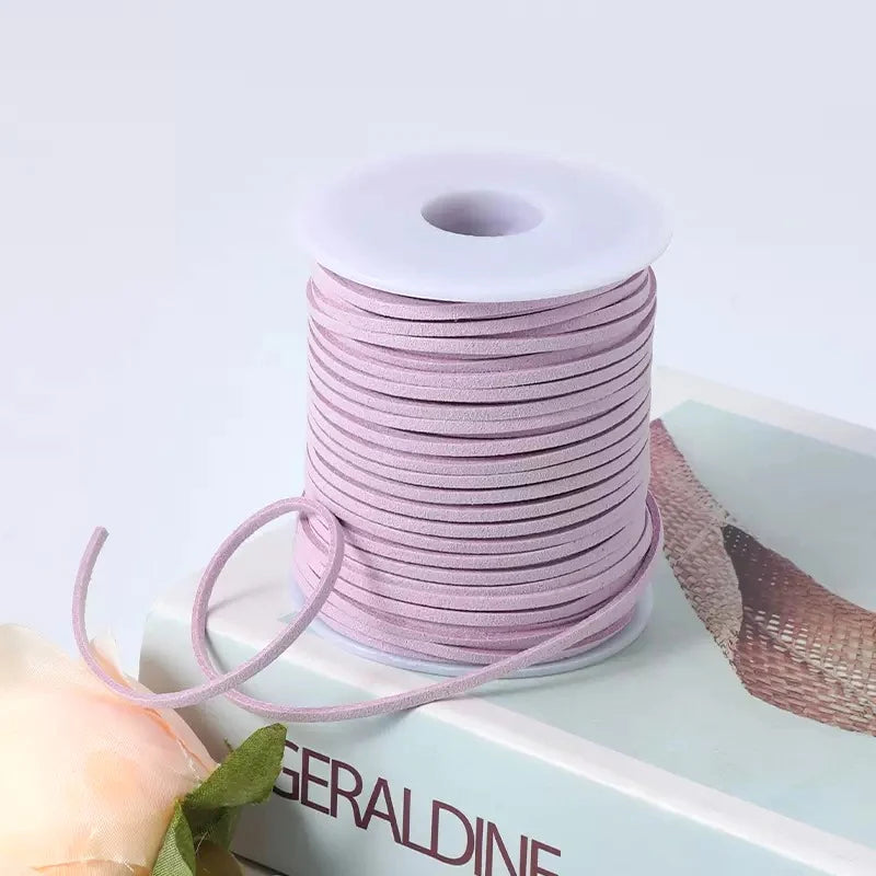Roll of purple velvet faux suede braided ribbon for crafting and gift wrapping