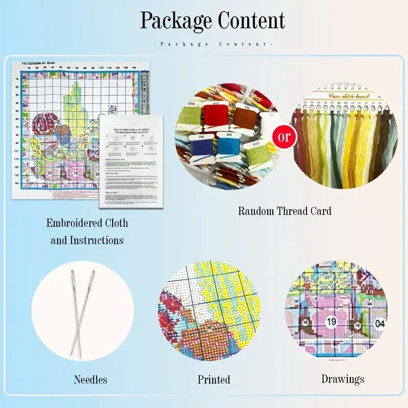 Dragon Cross Stitch DIY Kit – 40x40cm Printed Fabric, Beginner-Friendly