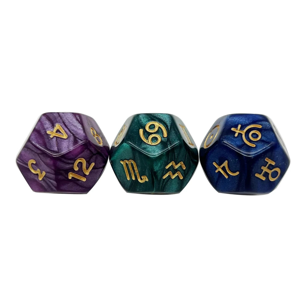 Astrology Divination Dice Set – 3 D12 Constellation Dice for Guidance and Insight