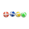 A set of four colored sticky balls used for target shooting games.