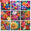 Vibrant sunflower and floral art created with a 5D diamond painting kit for home decor.