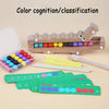 Wooden test tube clip beads for color cognition and classification, featuring various colored beads and wooden clips.