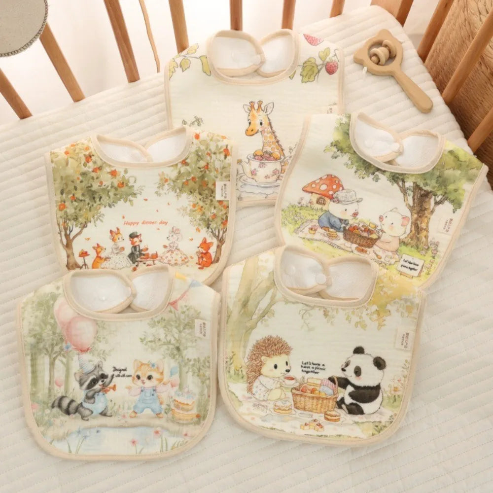 Cotton Baby Bibs with Adjustable Neck – Waterproof & Absorbent