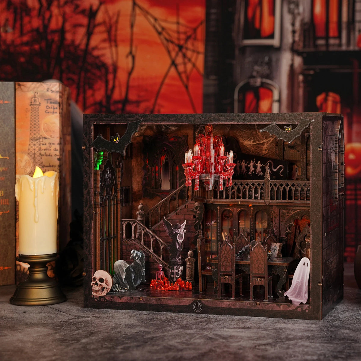 Haunted Halloween Book Nook DIY Kit with LED Lighting