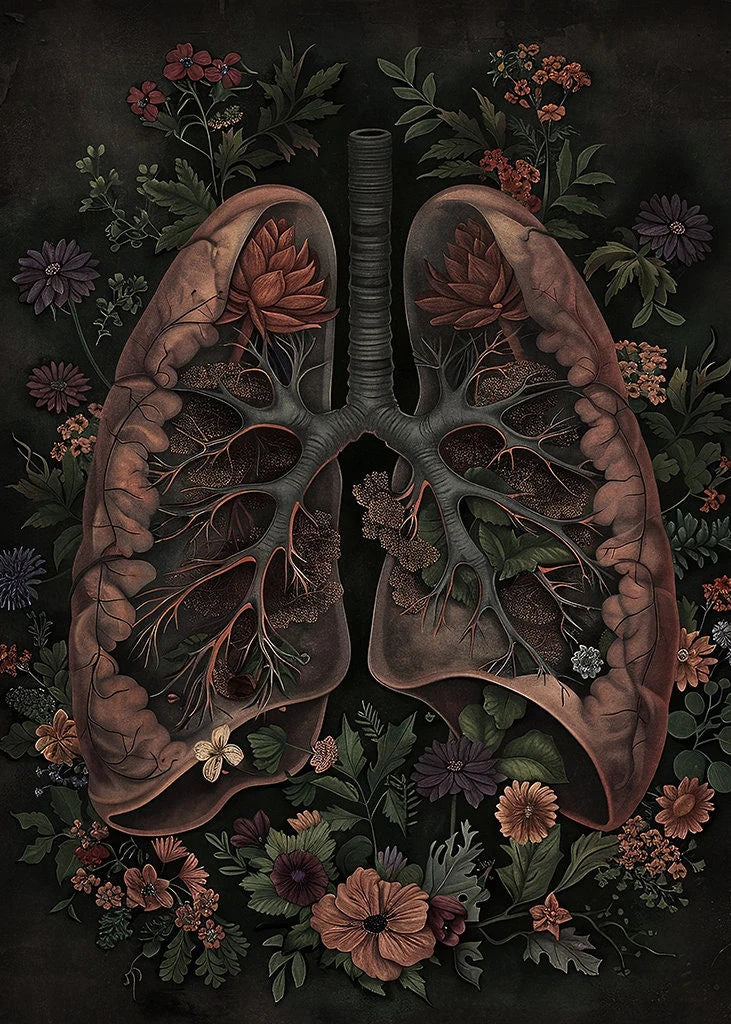 Dark Academia Anatomical Heart Canvas Art with Botanical Fragrance
