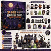 A box of a 24 days haunted house build-up blind box featuring spooky resin ornaments and accessories.