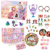 A collection of mermaid jewelry including necklaces, earrings, and bracelets presented in a 24-day Christmas countdown gift b