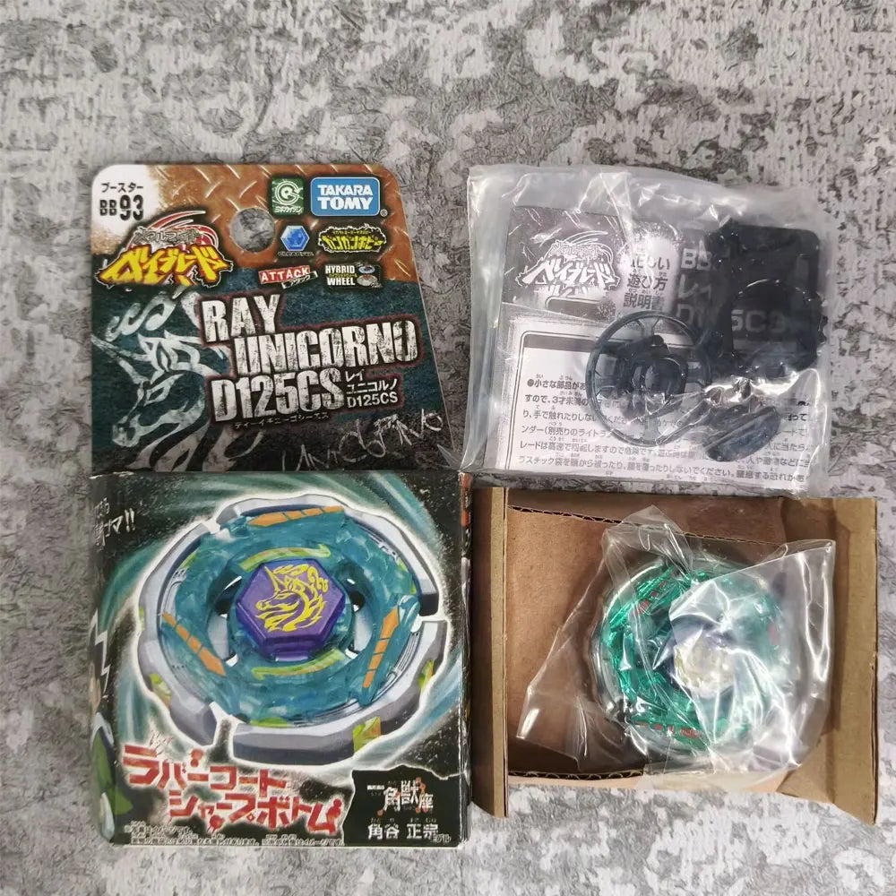 Collection de figurines de combat en métal, incluant une Ray Unicorn D125CS et une figurine Rainbow Sparkle.