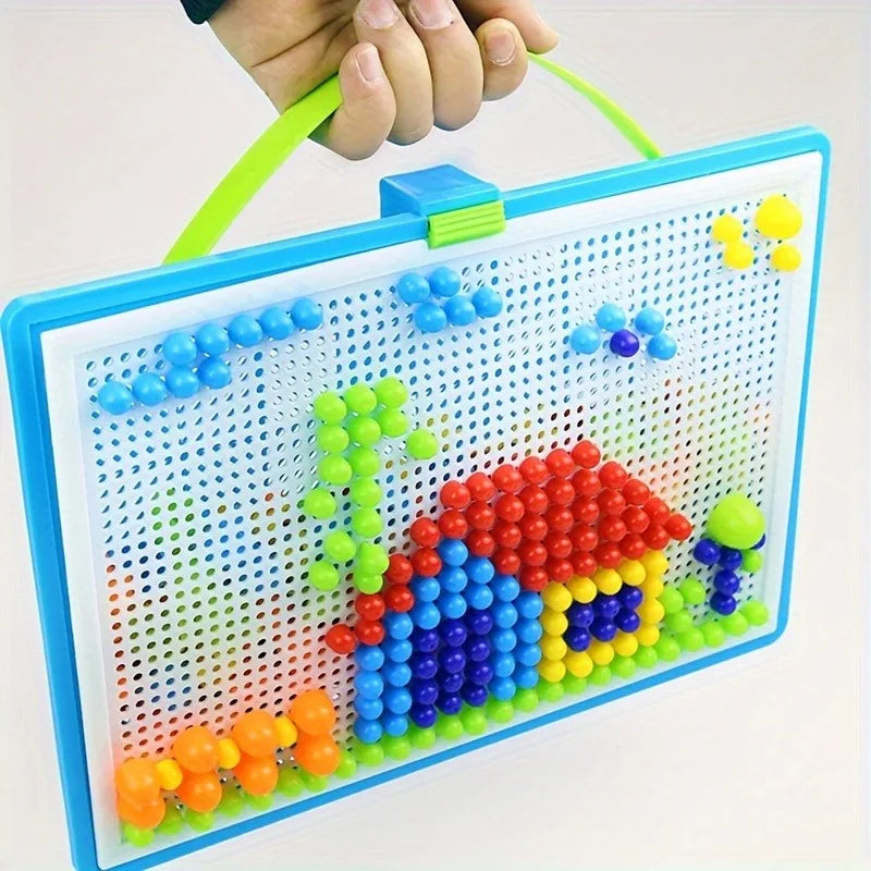 Pegboard Building Set – Colorful STEM Learning Toy with Beads and Rubber Stoppers