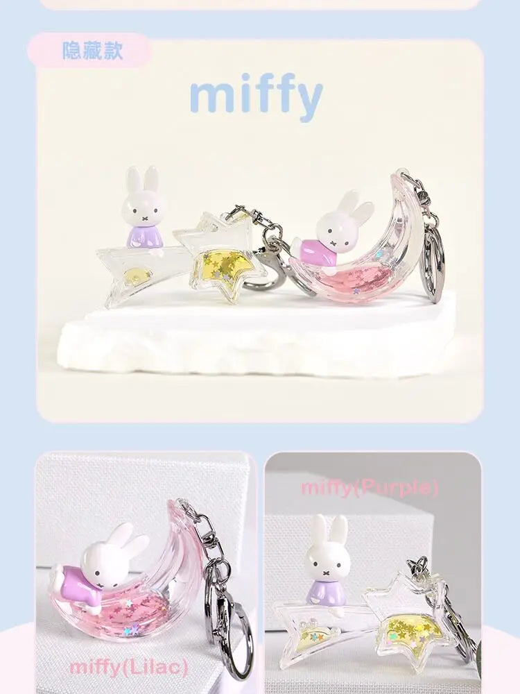 Miffy Dream Keychain blind box featuring a pink rabbit charm and a clear star accessory.