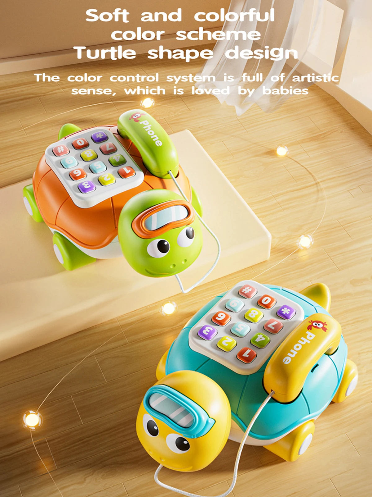 Musical Turtle Crawling Toy with Piano Lights and Baby Phone